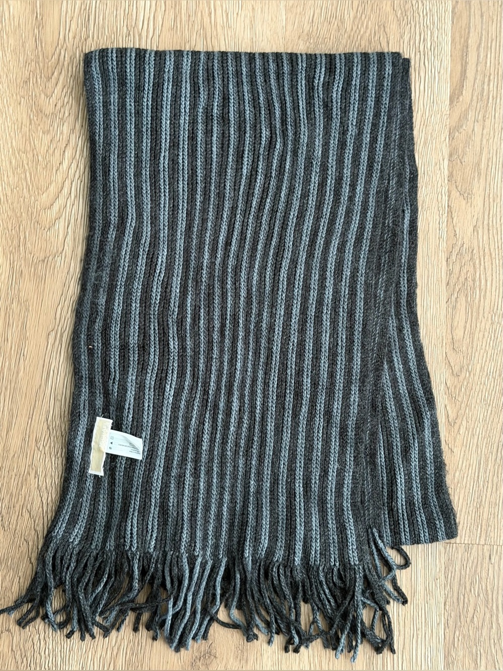 Michael Kors Black Gray Stripe Knit Scarf Unisex